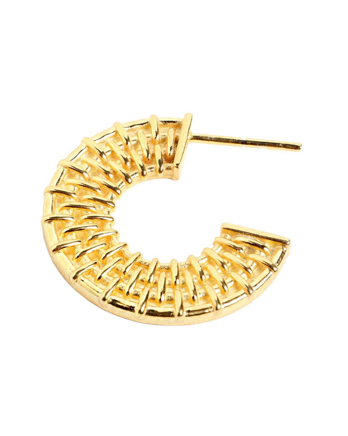 18kt Gold Plated Woven Mesh Bold Half Hoop Earring