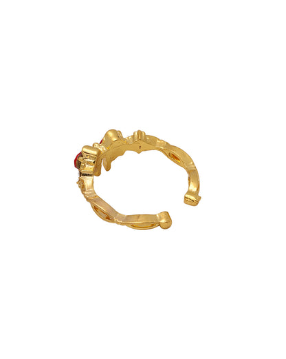 Gold Plated CZ Bow Adjustable Ring