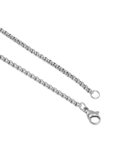 Men Stainless Steel Square Enamel Pendant and Chain