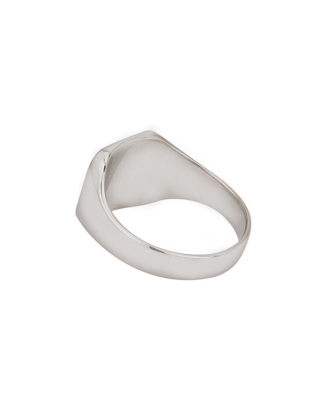 Men Rhodium Plated Square Signet Ring with Hi-polished Top