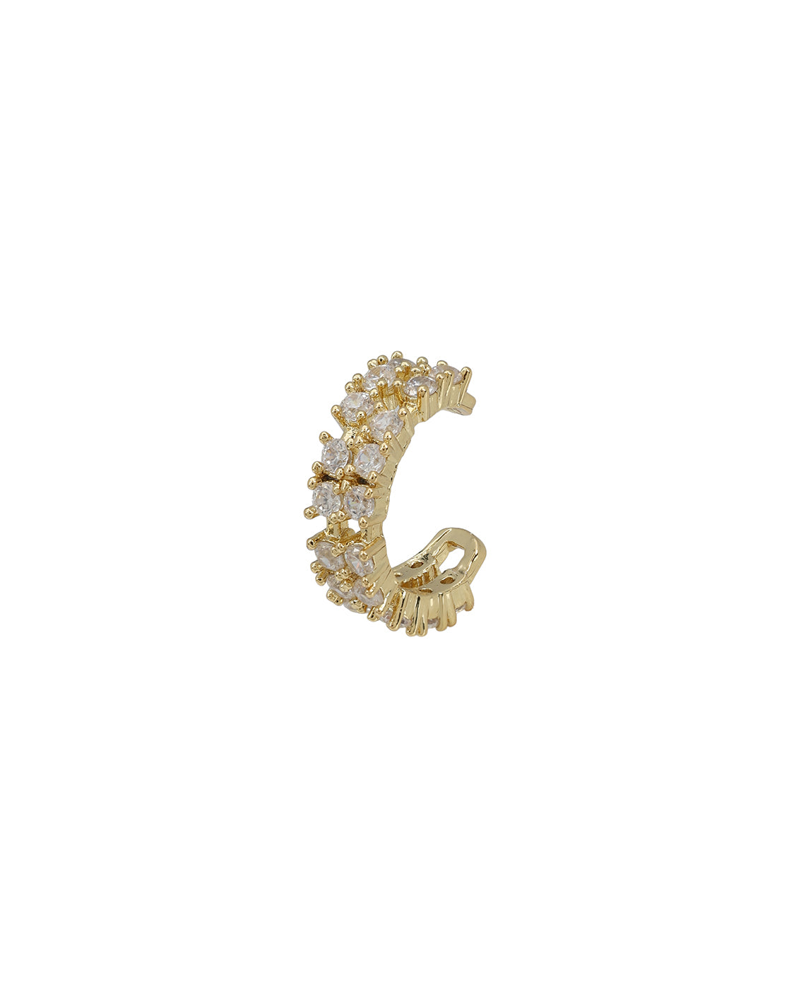 Gold Plated Designer Stud, Cuff &amp; Mini Hoop with CZ Piercing Set