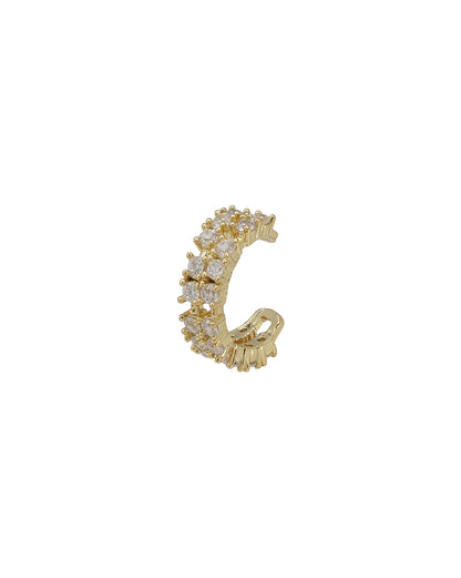 Gold Plated Designer Stud, Cuff &amp; Mini Hoop with CZ Piercing Set