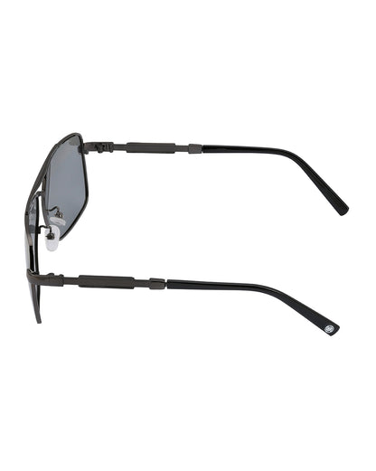 Men Metallic and Black Toned Clear Polarised Lens Rectangle Sunglasses