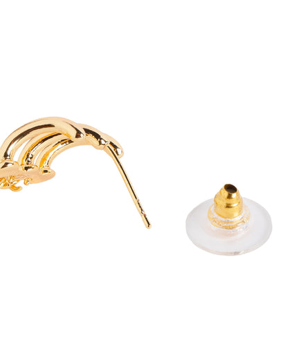 Gold Plated Dangling Solitaire Half Hoop Earring