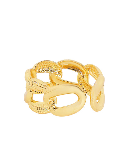 Gold Plated Contemporary Chain Link Adjustable Ring
