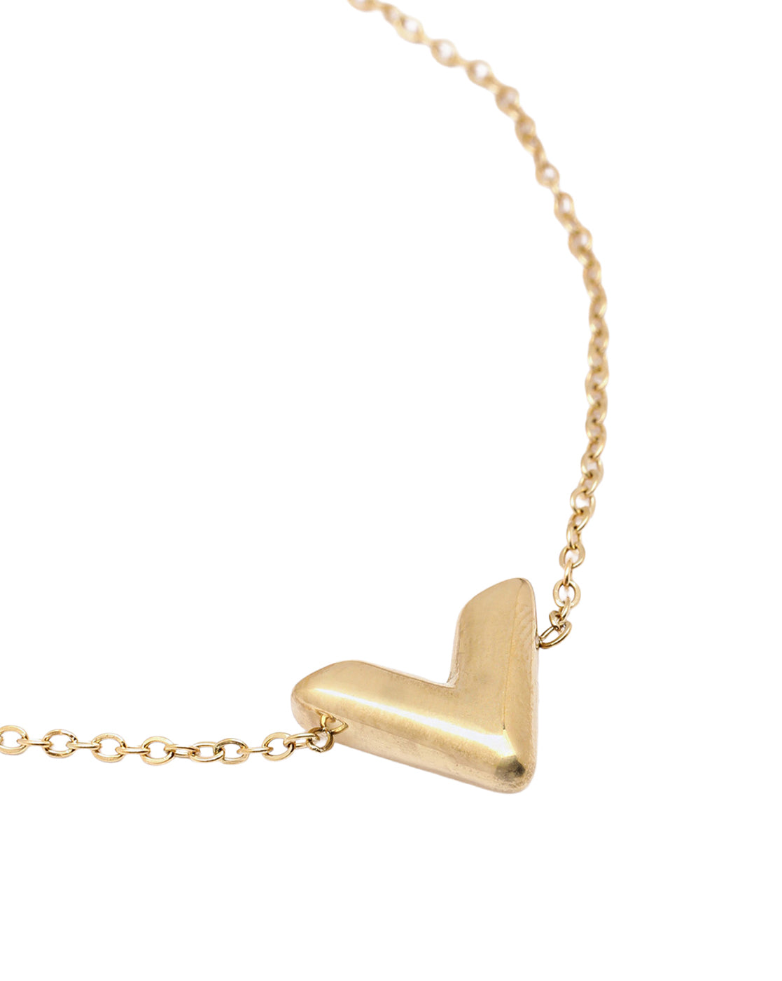 Gold-Plated Petite V Shaped Heart Adjustable Bracelet