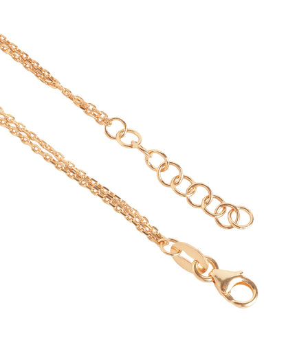 18kt Rose Gold Plated Modern Link and Double Chain Adjustable Bracelet
