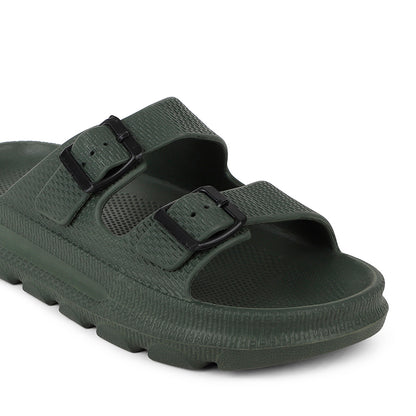 Men Textured Dual Strap Comfort Sliders