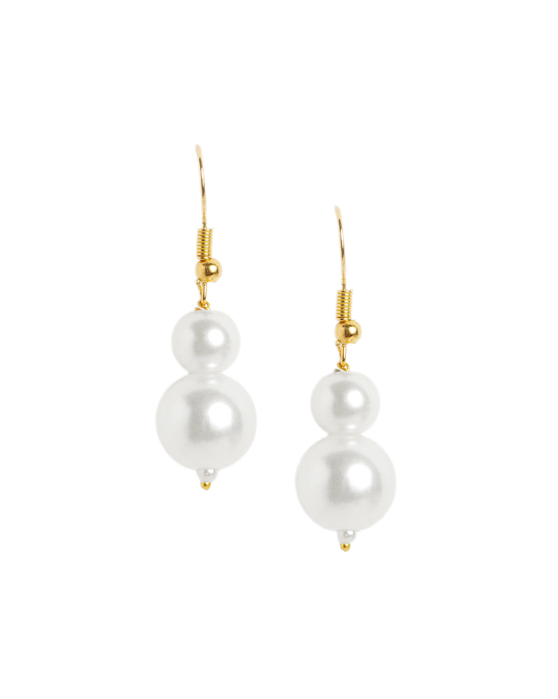 Gold Plated Double Strand Graduating Pearl Long Necklace with Earring Set