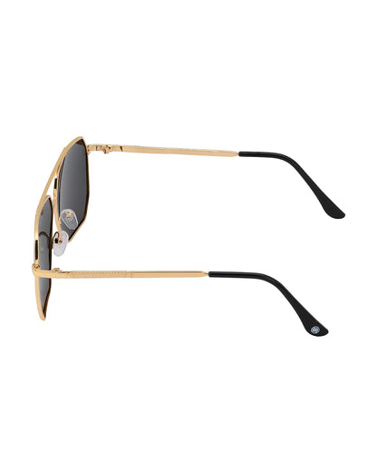 Women Gold and Black Toned Black Polarised Lens Rectangle Sunglasses