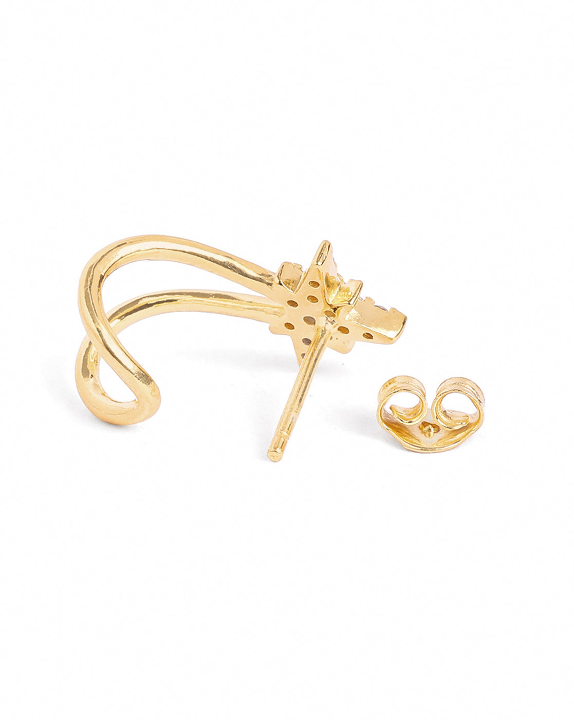 18kt Gold Plated CZ Star Half Hoop Earring