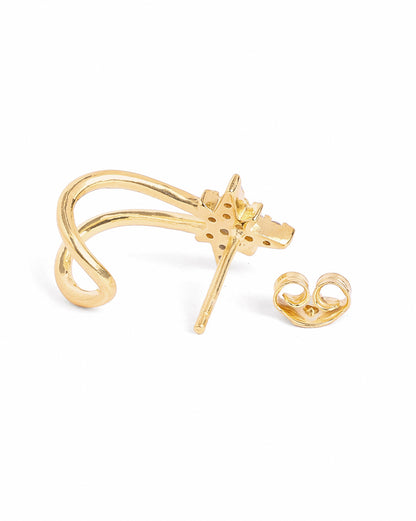 18kt Gold Plated CZ Star Half Hoop Earring