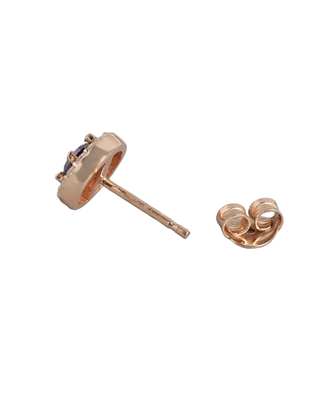 925 Sterling Silver 18kt Rose Gold Plated CZ Circular Mini Stud Earring