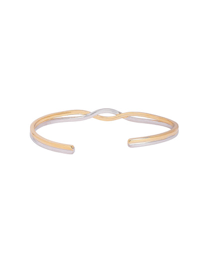 Rhodium and 18kt Gold Plated Twisted Cuff Bangle