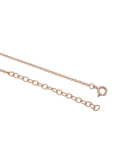 18KT Rose Gold Plated CZ Solitaire Swirl Pendant with Chain
