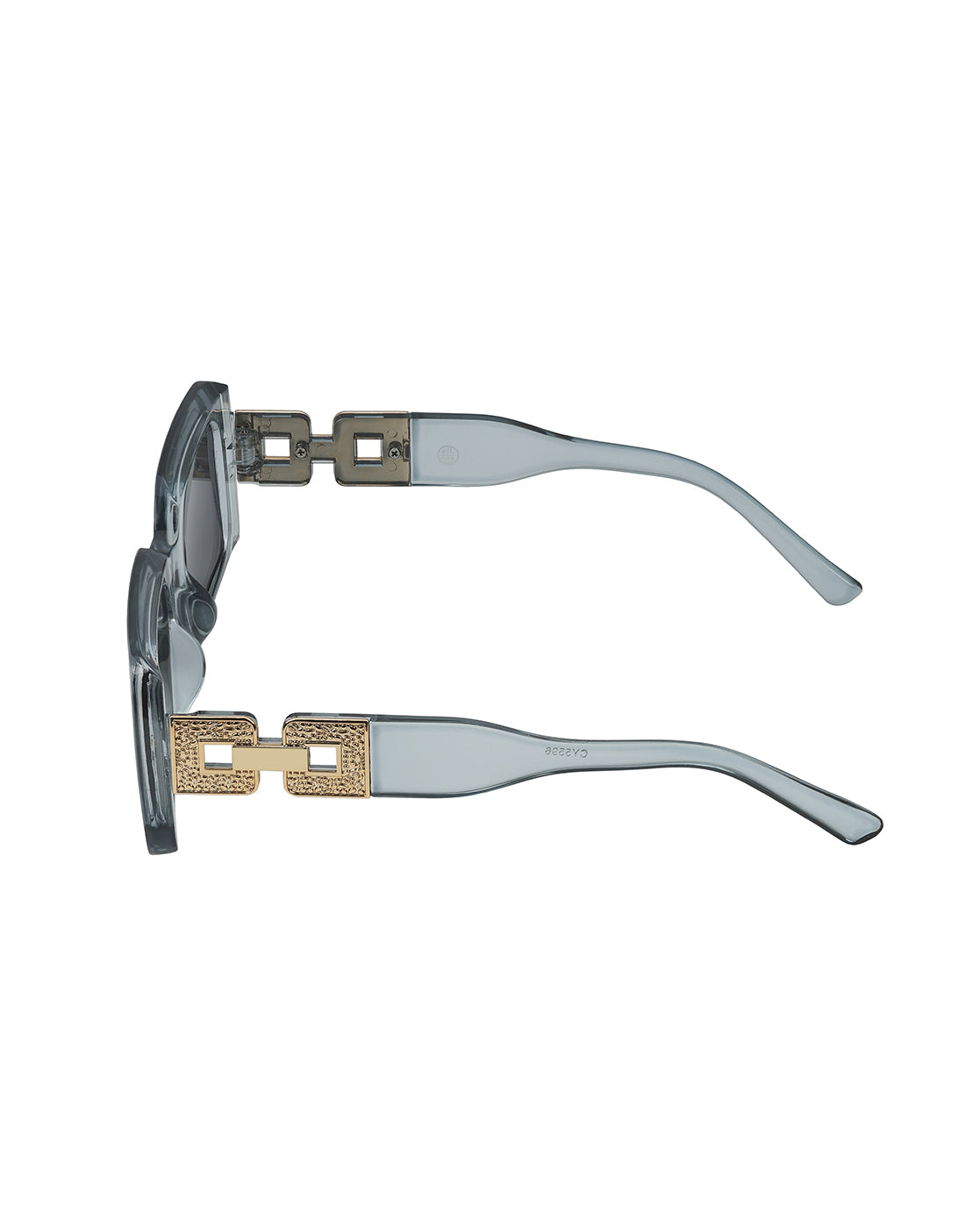 Women Grey &amp; Gold Toned UV Protected Black Lens Square Sunglasses