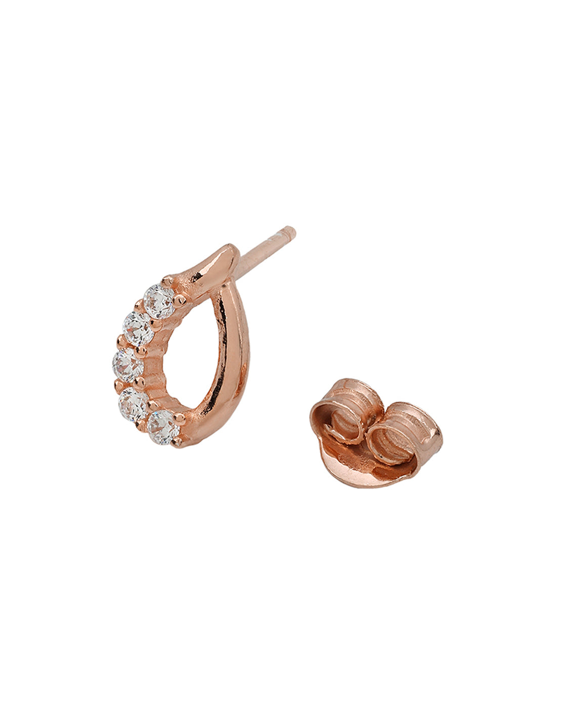 925 Sterling Silver 18kt Rose Gold Plated CZ Teardrop Petite Stud Earring