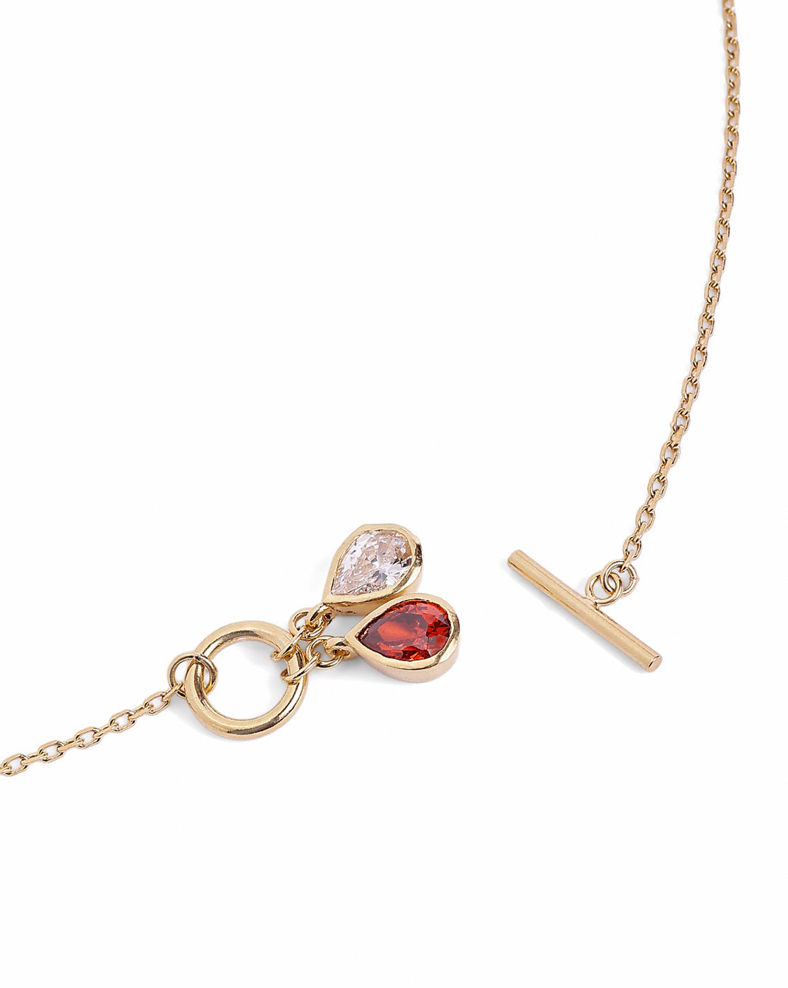 18kt Gold Plated Garnet Solitaire Teardrop Necklace