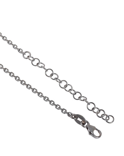Men Silver Plated Oxidised Ring Pendant and Chain