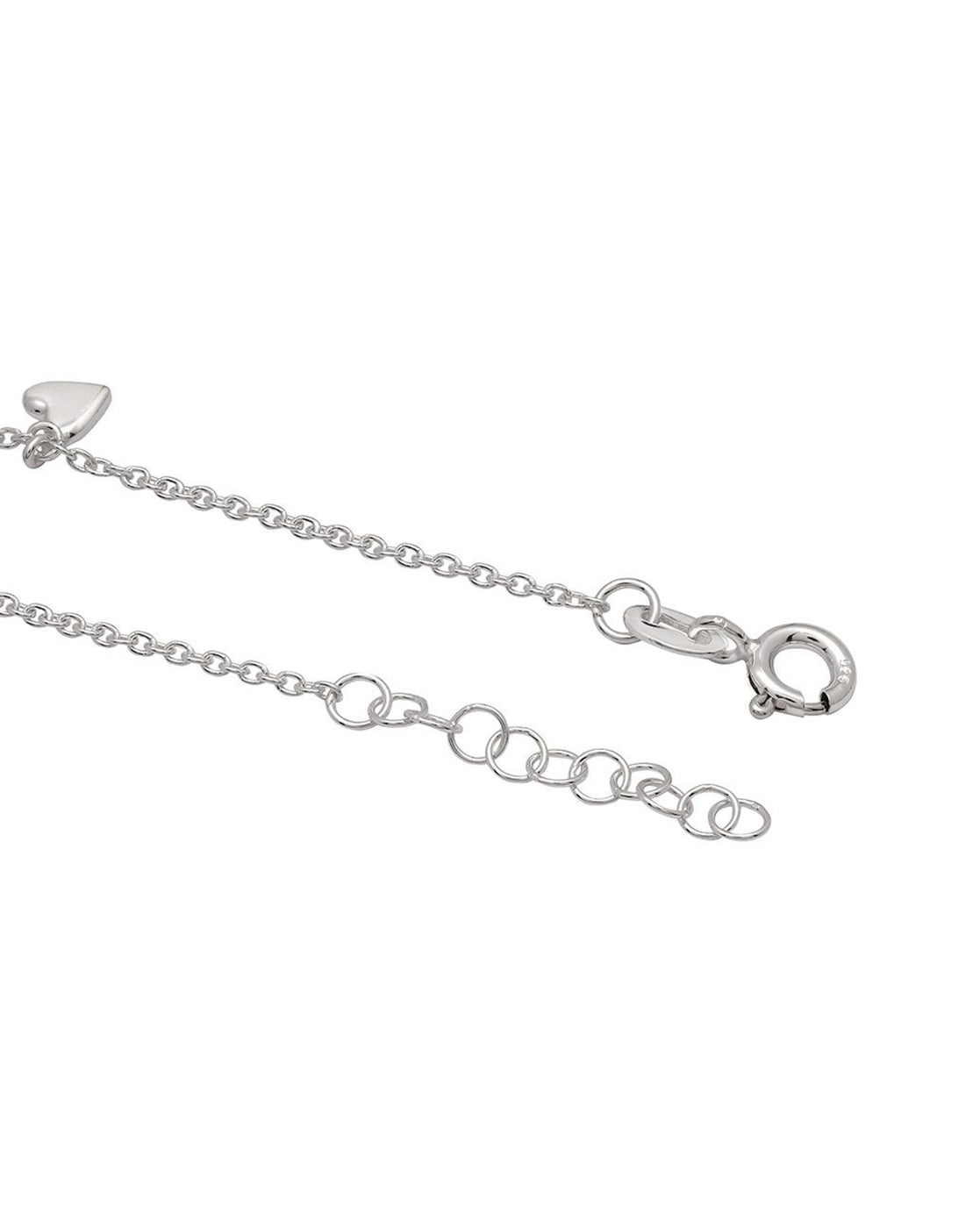 925 Sterling Silver Rhodium Plated Heart Charm Bracelet