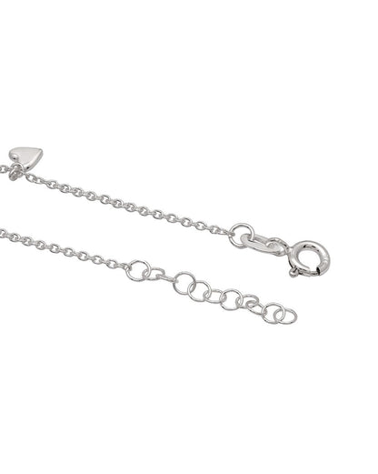 925 Sterling Silver Rhodium Plated Heart Charm Bracelet