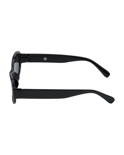 Women Black Toned UV Protected Black Lens Oval Retro Sunglasses