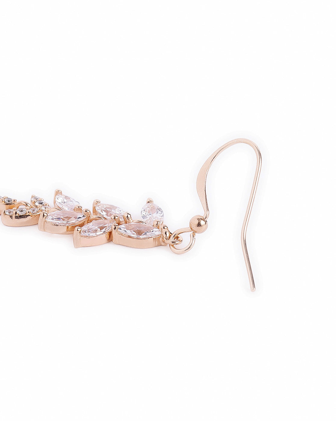 18kt Rose Gold Plated Marquise CZ Dangling Leaf Drop Earring