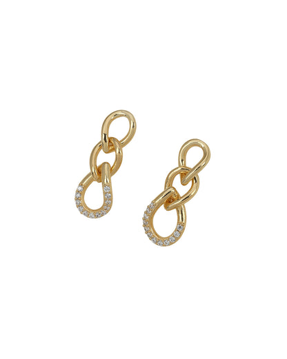 18kt Gold Plated CZ Interlocking Drop Earring