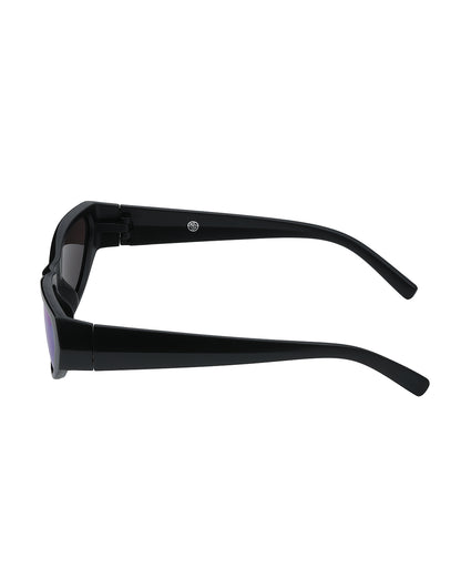 Women Matt Black Toned UV Protected Blue Mirror Lens Sports Sunglasses