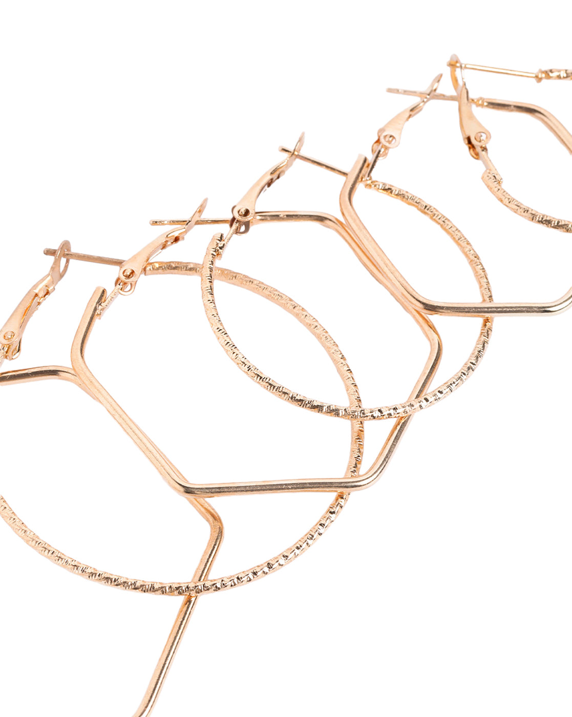Multipack Set of 6 Gold Plated Geometric Bold Hoop Earring