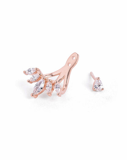 18kt Rose Gold Plated Marquise CZ Ear Jacket Earring