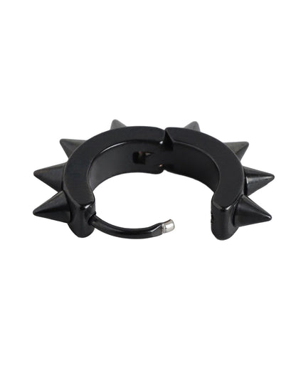Men Black Toned Spike Hoop Earring