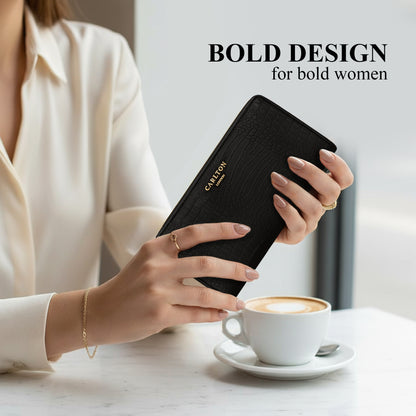 Carlton London Chloe Zip Around Textured Wallet  Black CLHB 27