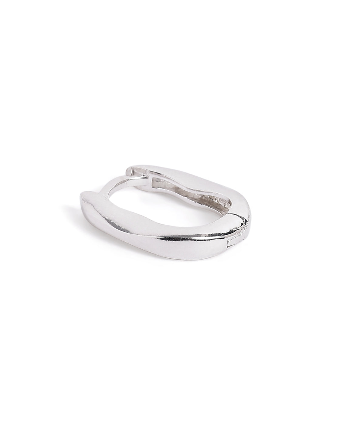 Rhodium Plated Contemporary Half Hoop Earring