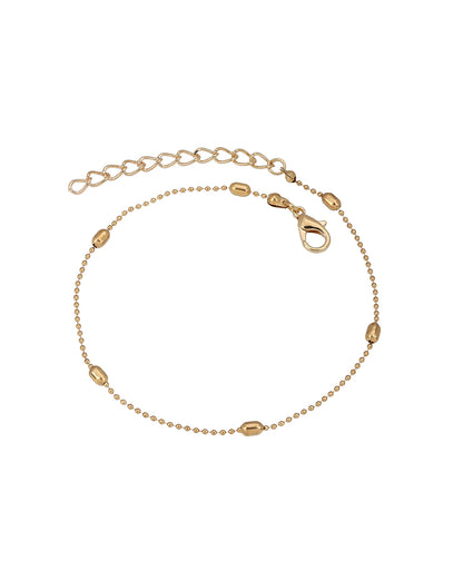 Set of 2 Rose Gold Plated Puff Heart Evil Eye Enamel Layered Anklet