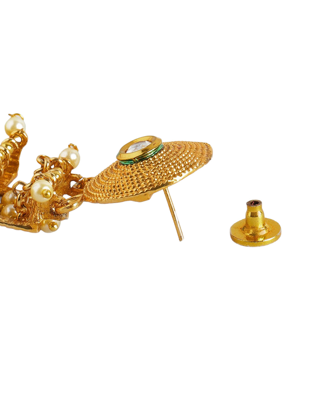 Gold Plated Layered Statement Jhumka Earrings with Pearl