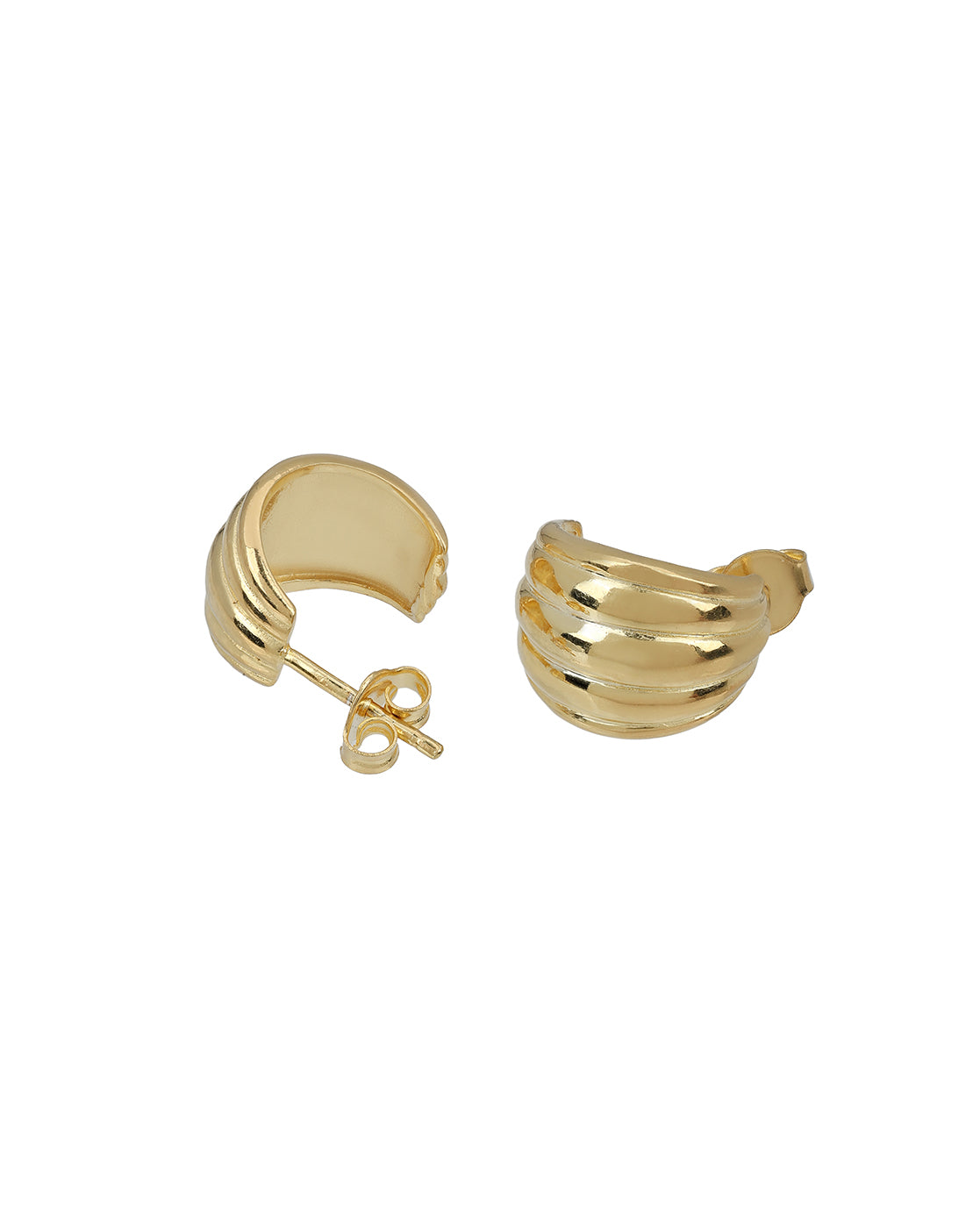 18Kt Gold-Plated Curved Textured Half Hoop Earrings
