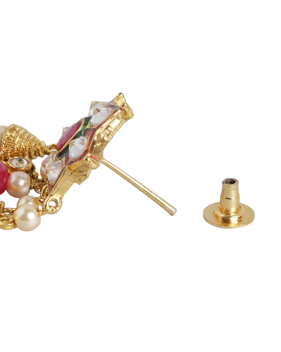 Gold Plated Kundan Traditional Chandelier Earrings with Pearl Drops