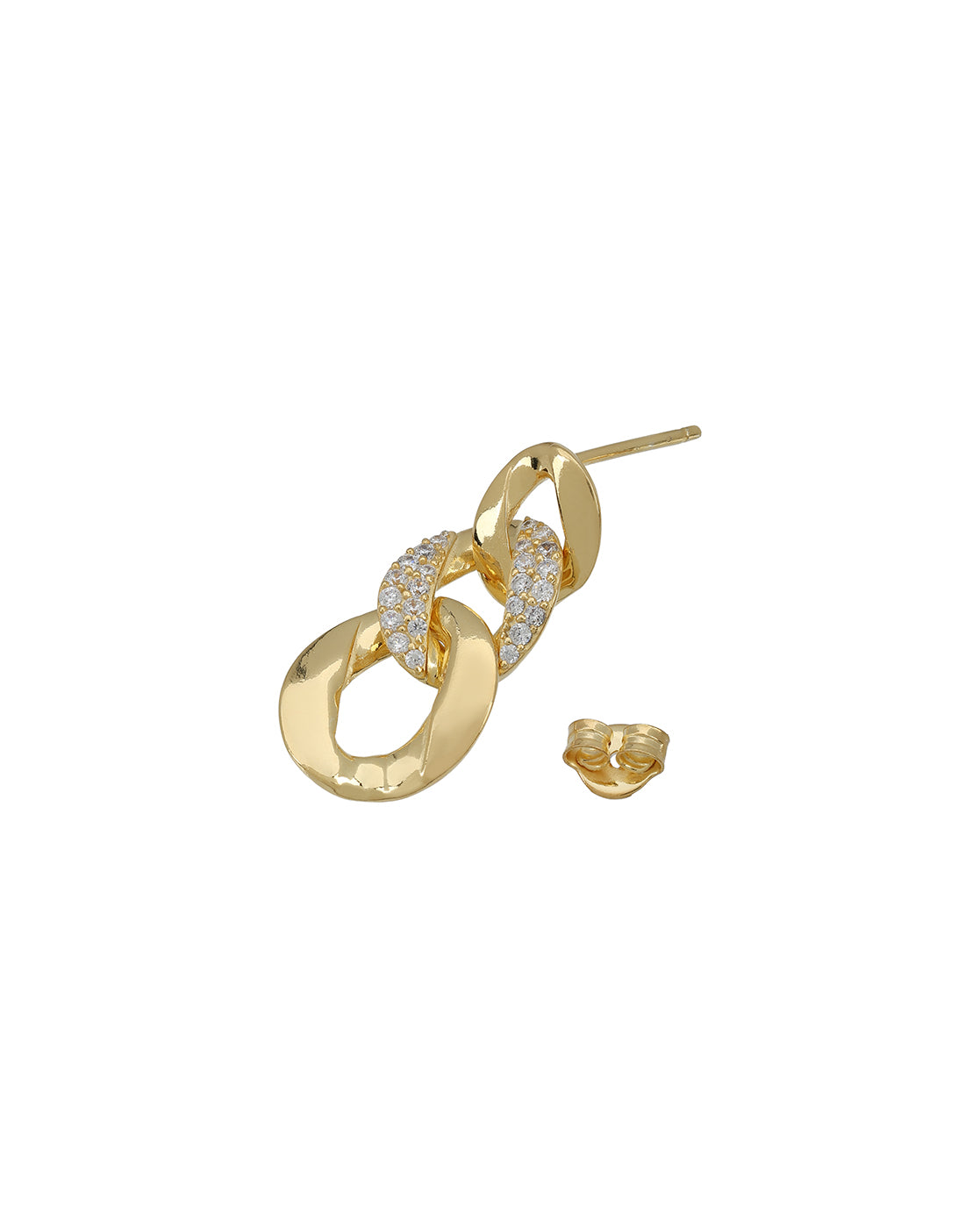 18Kt Gold-Plated CZ Interlocking Link Drop Earrings