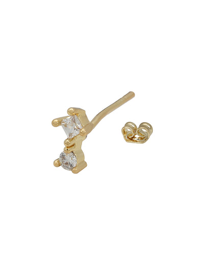 Set of Gold Plated Contemporary CZ Studded Heart, Cuff &amp; Ear Piercing Set