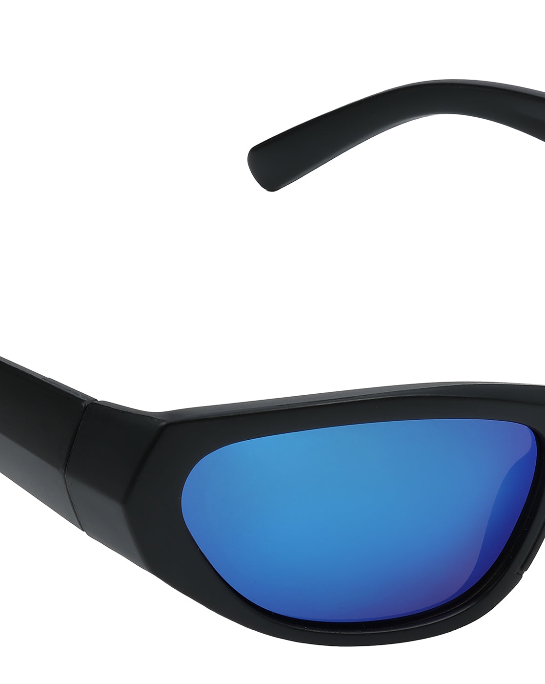 Women Matt Black Toned UV Protected Blue Mirror Lens Sports Sunglasses