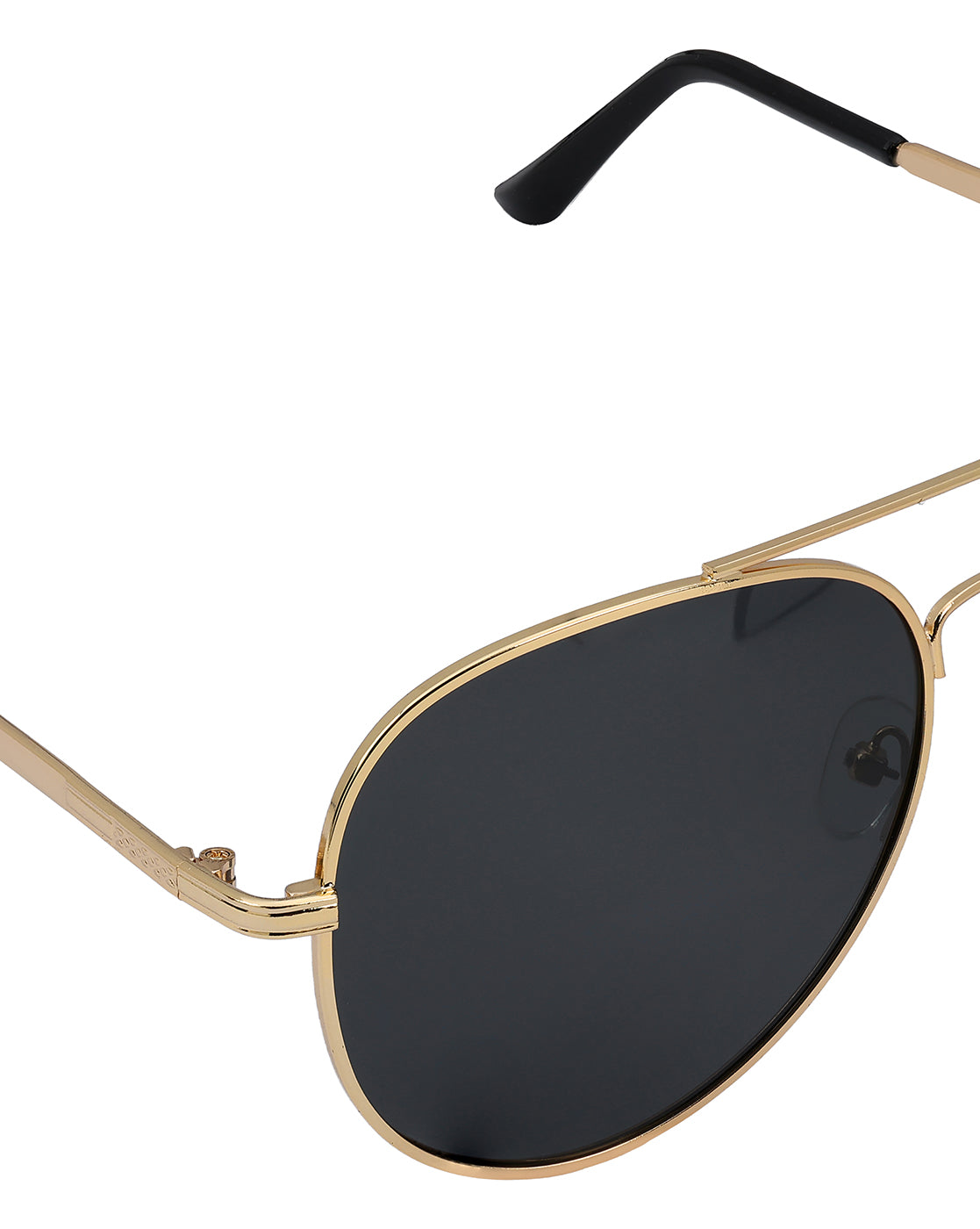Women Gold and Black Toned Black Polarised Lens Aviator Sunglasses