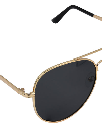 Women Gold and Black Toned Black Polarised Lens Aviator Sunglasses