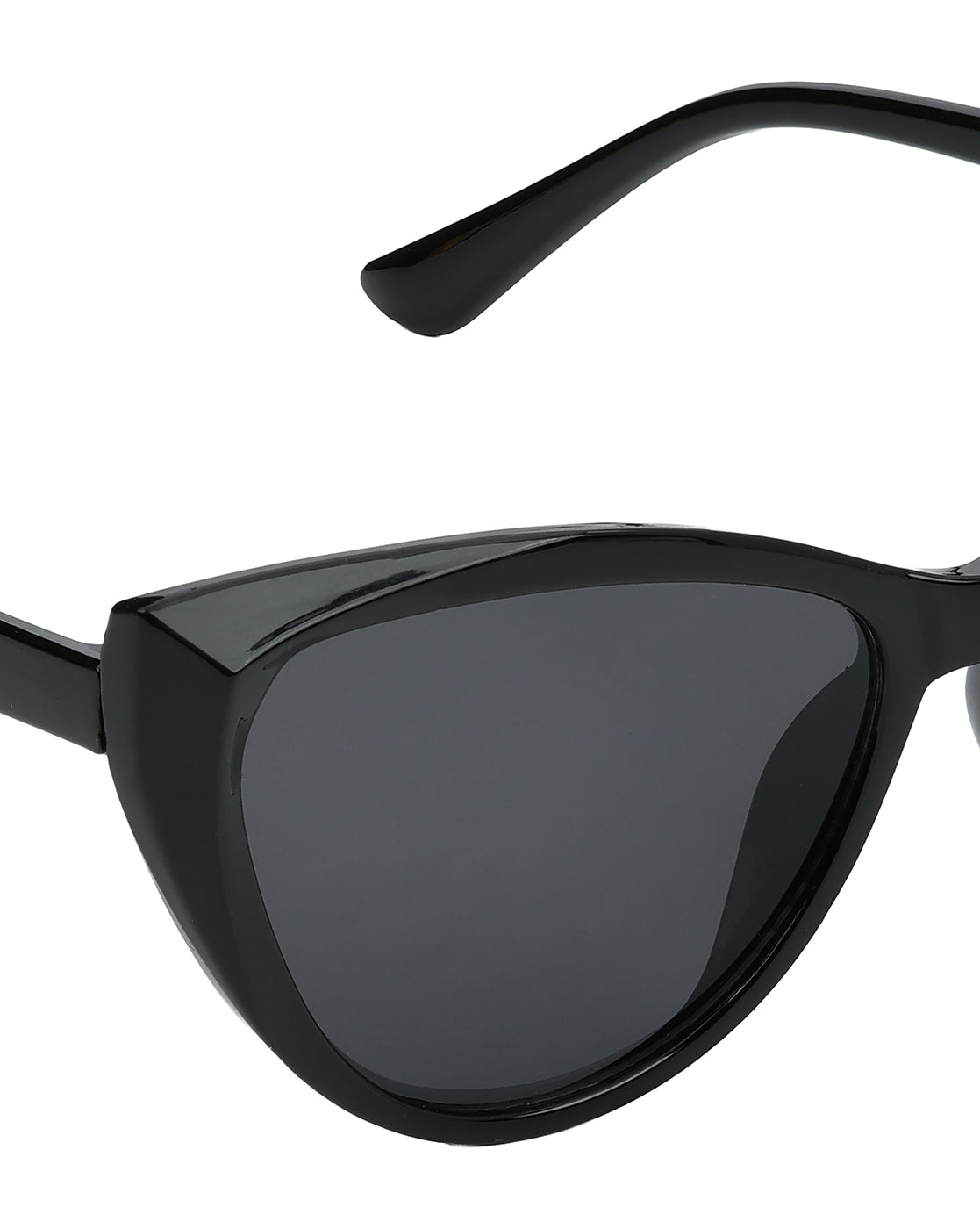 Women Black Toned UV Protected Black Lens Cateye Sunglasses