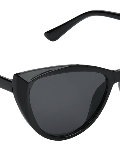 Women Black Toned UV Protected Black Lens Cateye Sunglasses