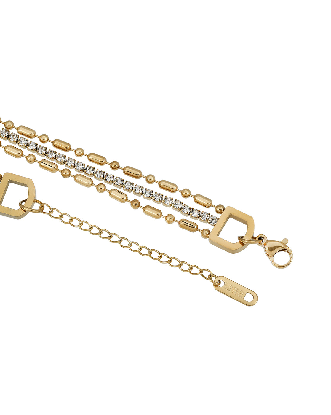 Premium Gold Plated CZ Studded Bold Layered Tennis Bracelet