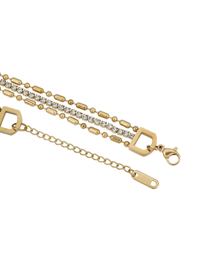 Premium Gold Plated CZ Studded Bold Layered Tennis Bracelet