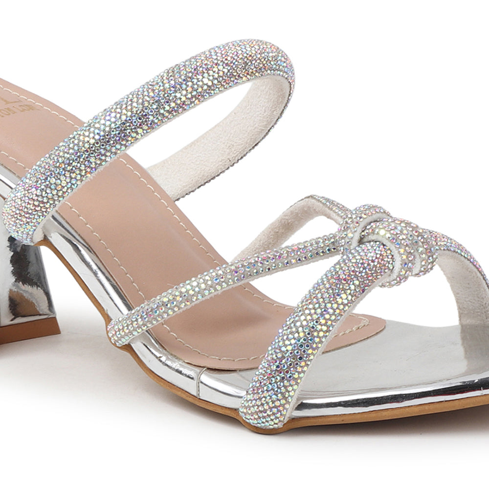 Lustrous Knot Strap Block Heel Women&