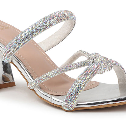 Lustrous Knot Strap Block Heel Women&