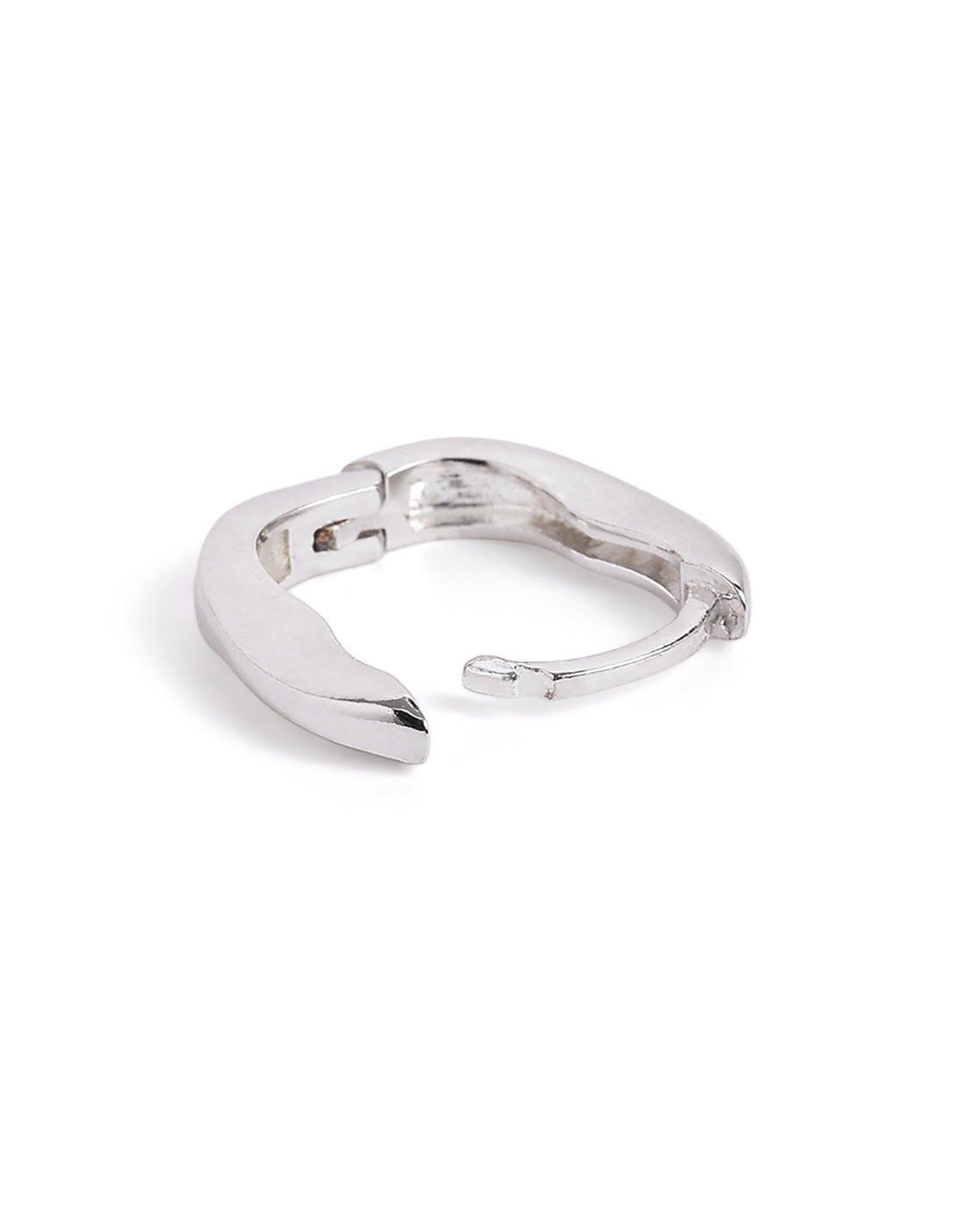 Rhodium Plated Oval Mini Hoop Earring